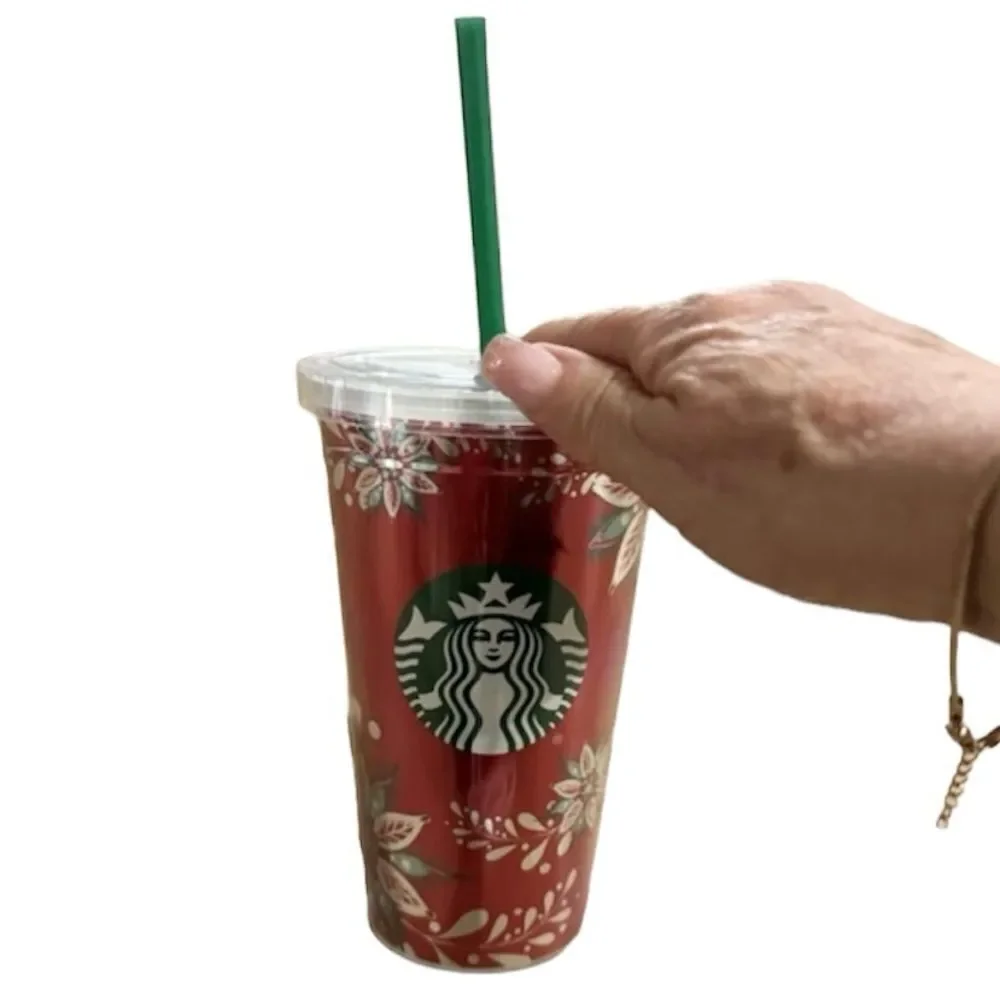 Starbucks Red Festive Holiday Christmas Reusable Cup Tumbler Grande 16 Oz